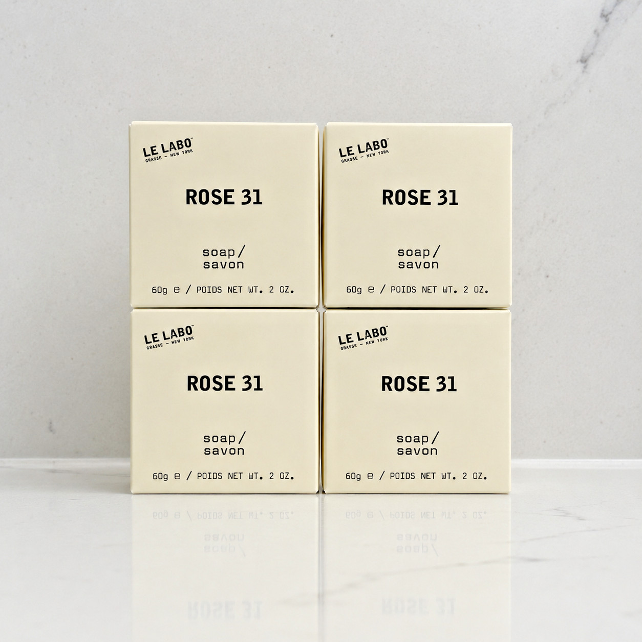 4 PACK – Le Labo Rose 31 Bath Bar, 2oz/60g Set Individually Wrapped, Boxed Soap