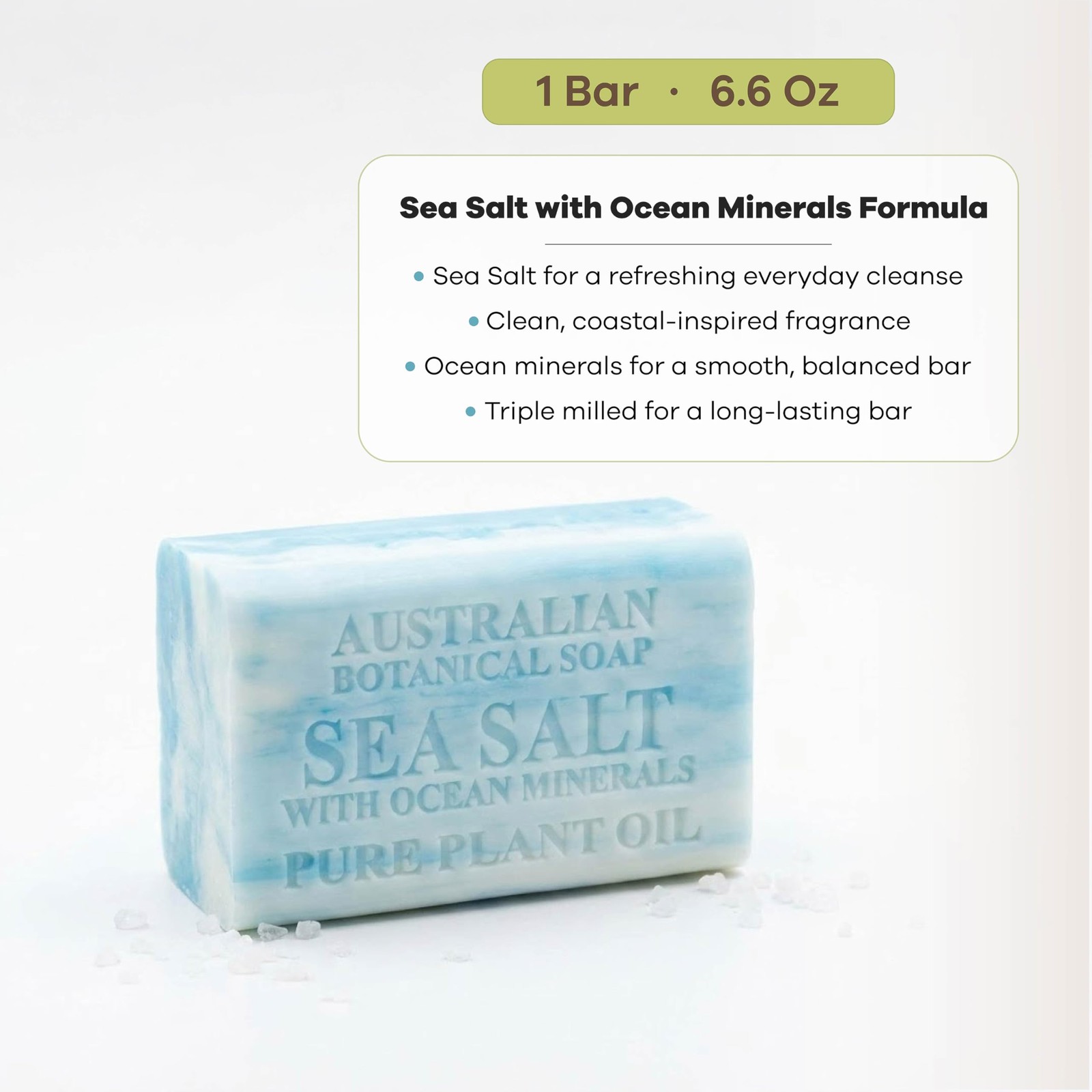 Australian Botanical Soap Sea Salt with Ocean Minerals 6.6 Ounce (Pack of 1)