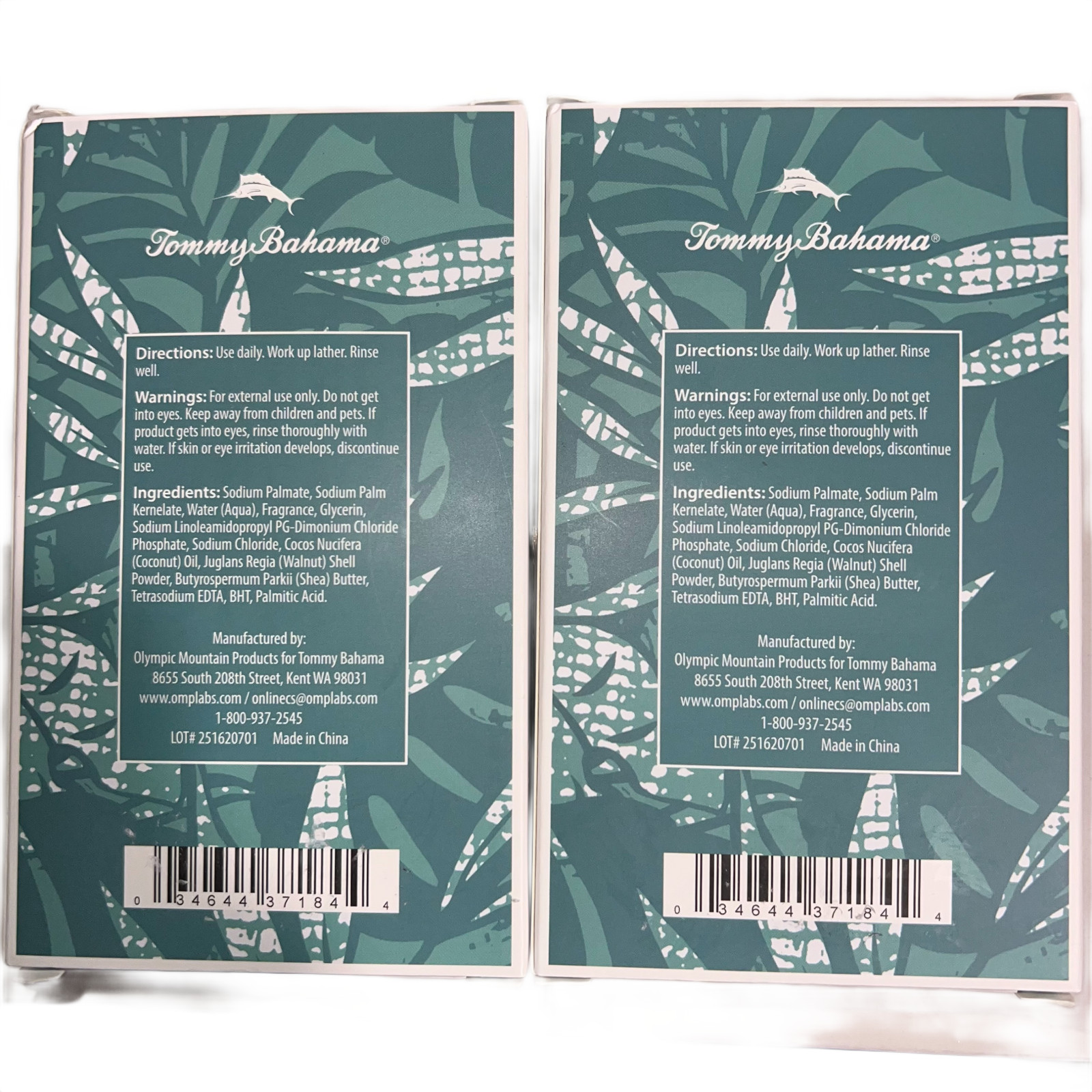 2x Tommy Bahama Eucalyptus Mint Exfoliating Bar Soap 10 oz Each – New