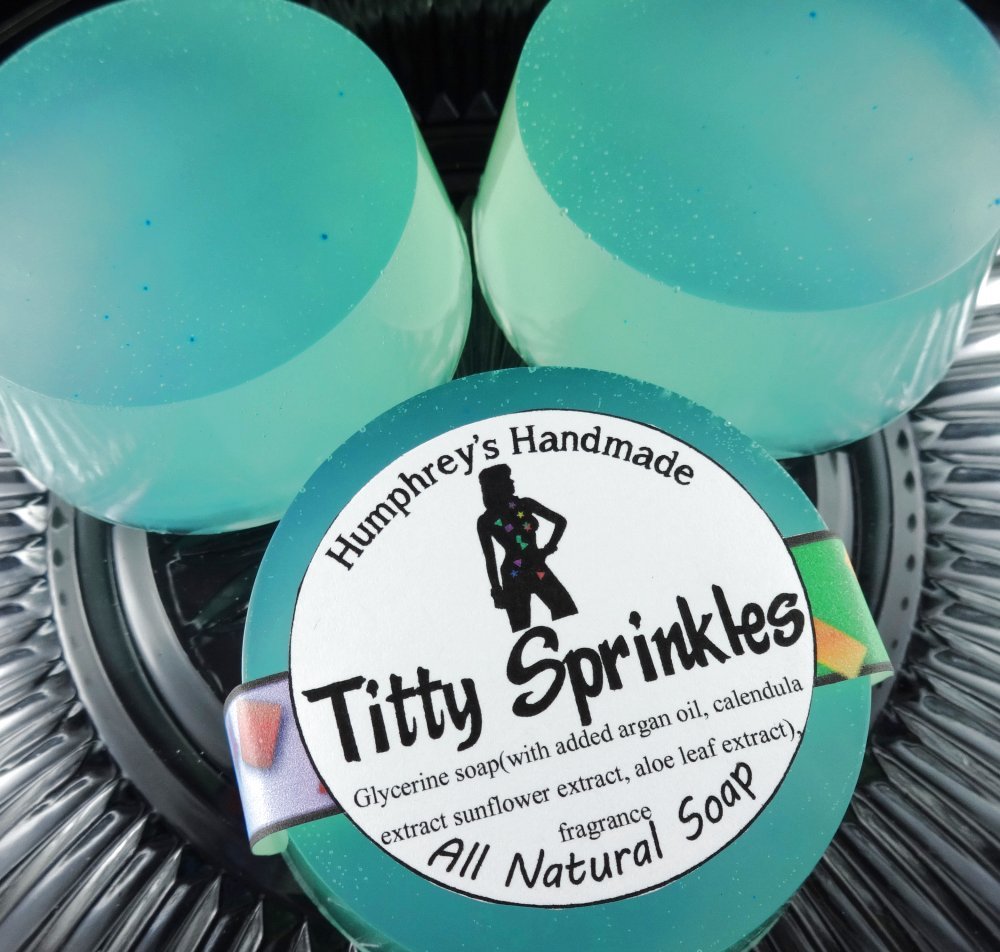 TITTY SPRINKLES Shave & Shampoo Soap Argan Oil Birthday Cake Scented Crude Funny