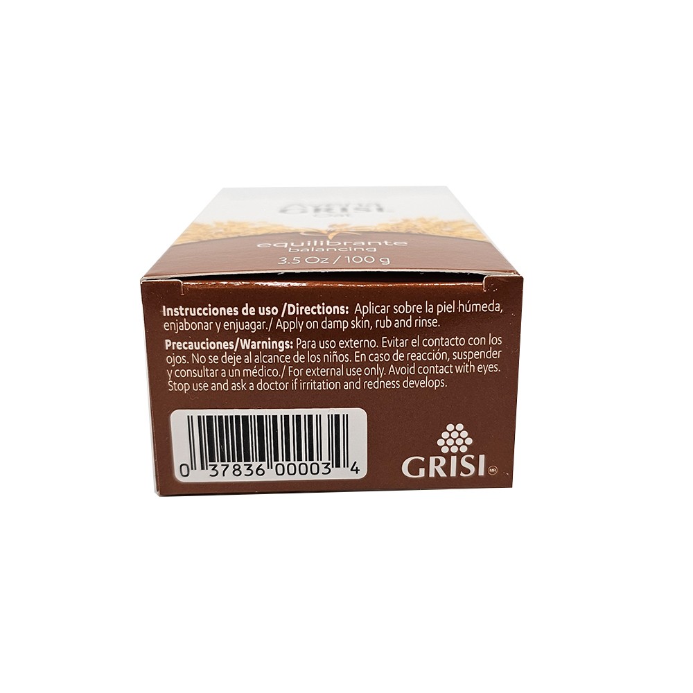 Grisi Oat Balancing Bar Soap. Cleanse, Exfoliate & Moisturize. Anti Acne. 3.5 oz