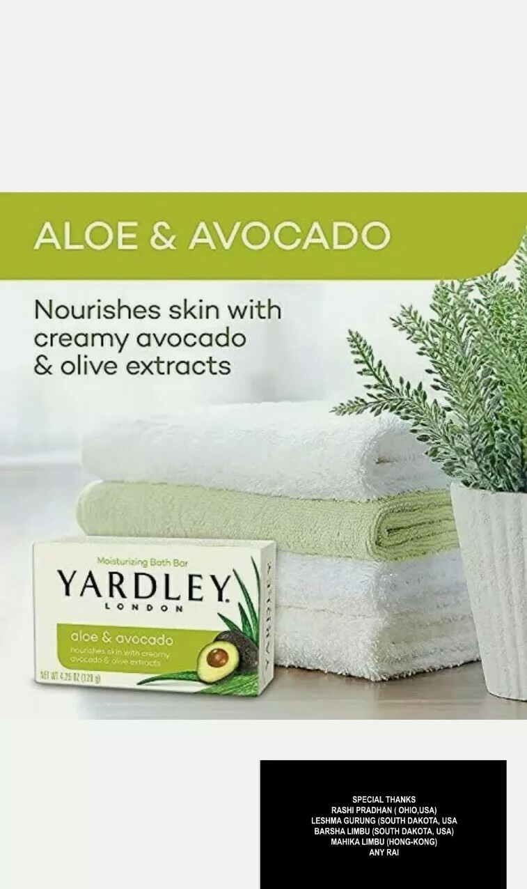 Yardley ALOE & AVOCADO Moisturizing Bath Bar, Nourishes Skin with Creamy 4.25oz