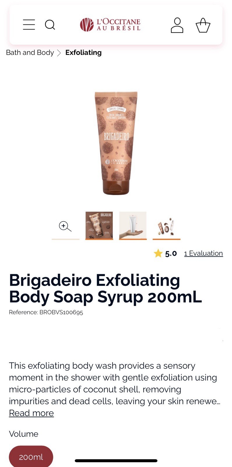 L’OCCITANE AU BRESIL BRIGADEIRO EXFOLIATING SOAP 200 ML SEALED BOTTLE