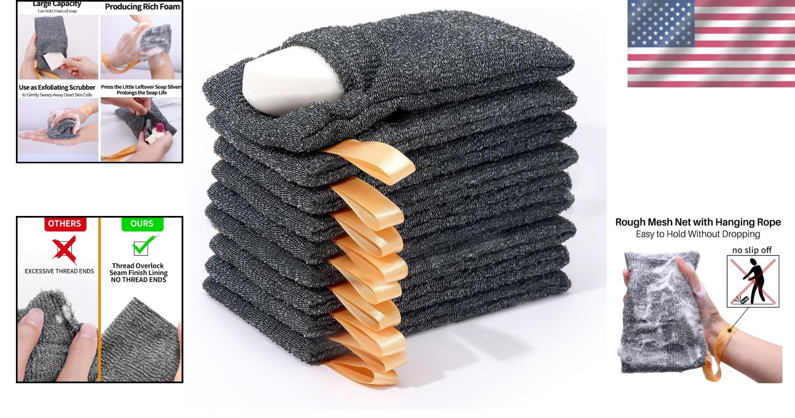 Body Scrubber Shower Sponge – Pack of 9 Exfoliating//