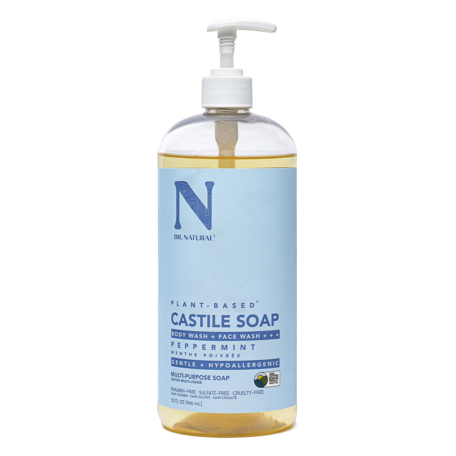 Dr Natural Castile Liquid Soap 32 Fl Oz Multi Purpose Body Face Shampoo Safe …