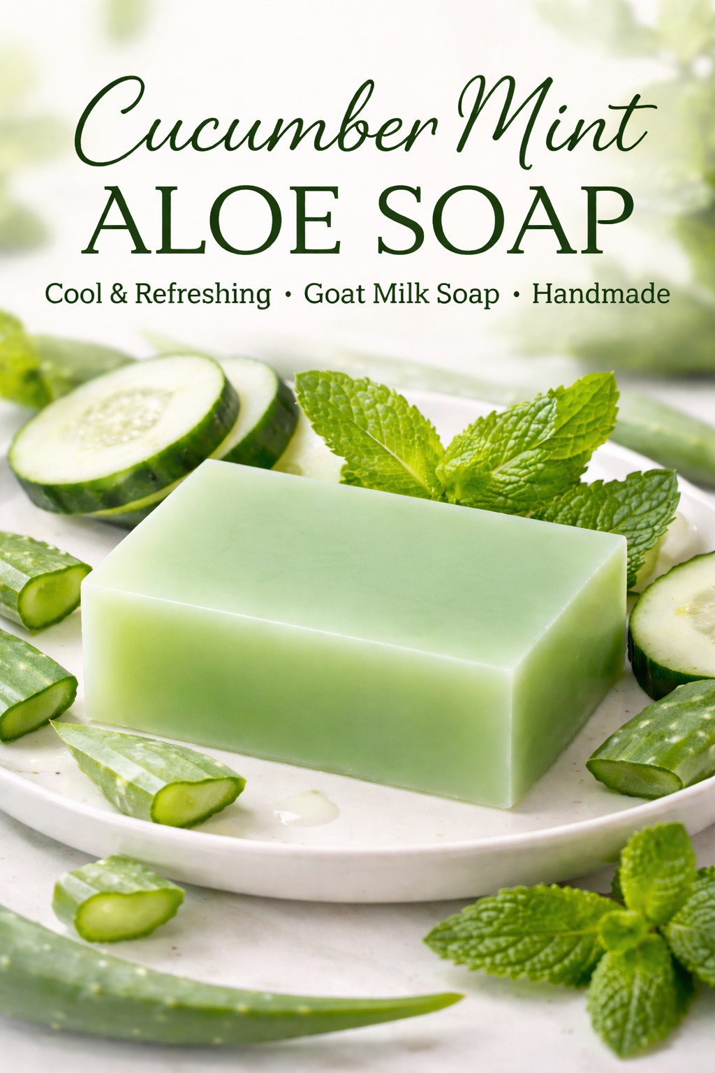 Cucumber Mint Aloe Soap | Cooling Soap Bar | Summer Sunburn Relief