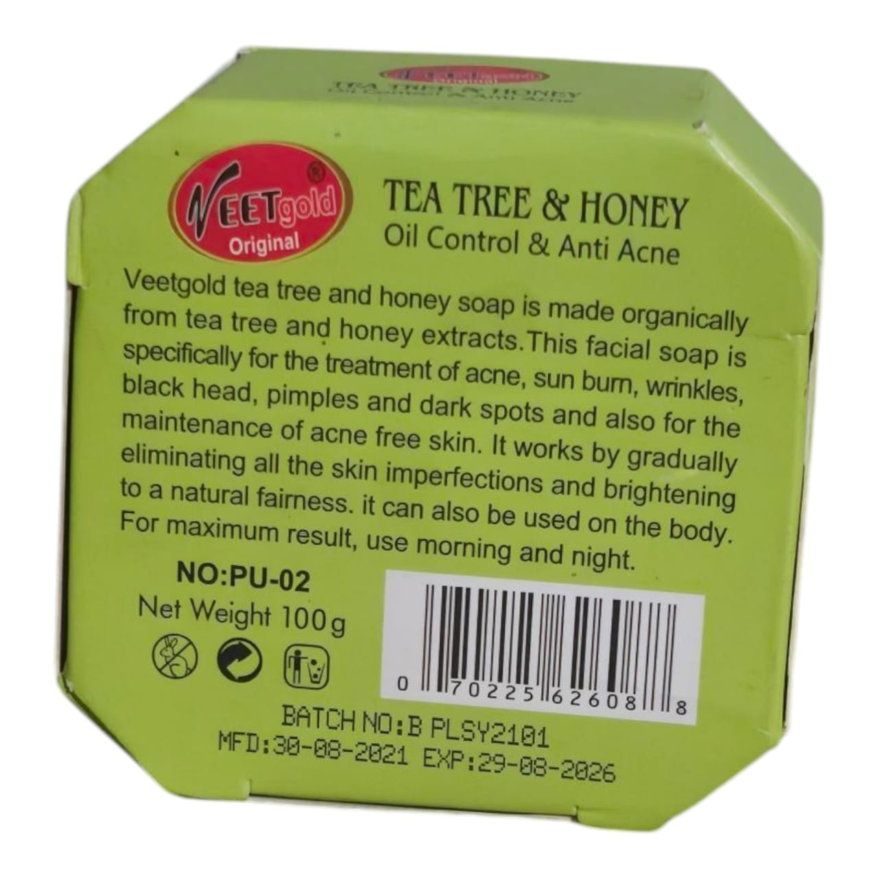 Veet Gold Tea Tree Oil Control Anti Acne Babyface Face Body Soap