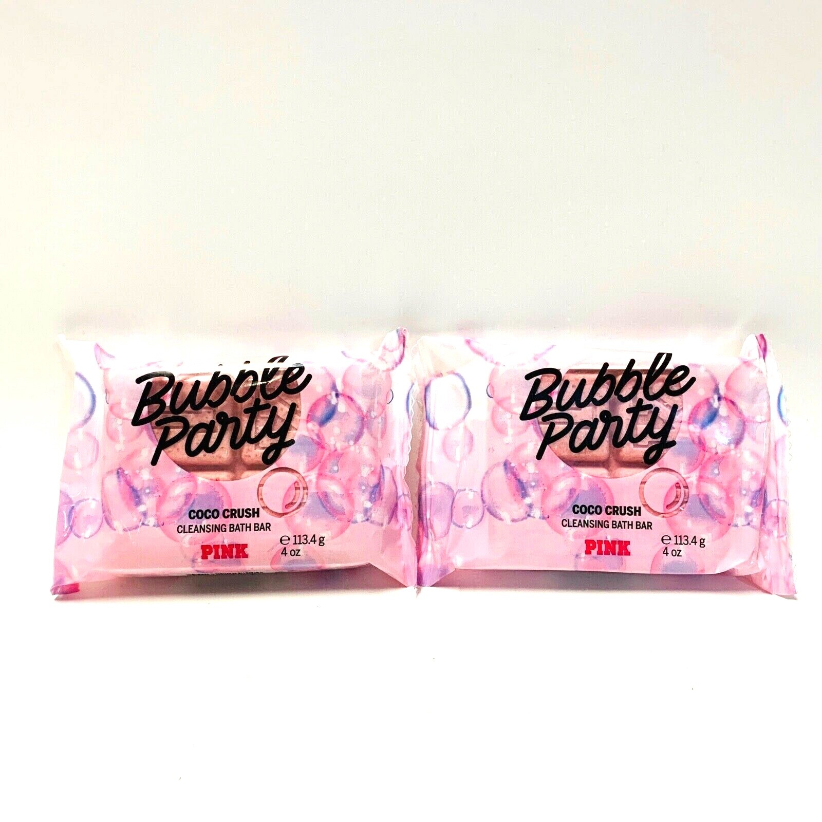 2 Victoria’s Secret Pink Bubble Party Coco Crush Cleansing Bath Bar Soak 4 oz