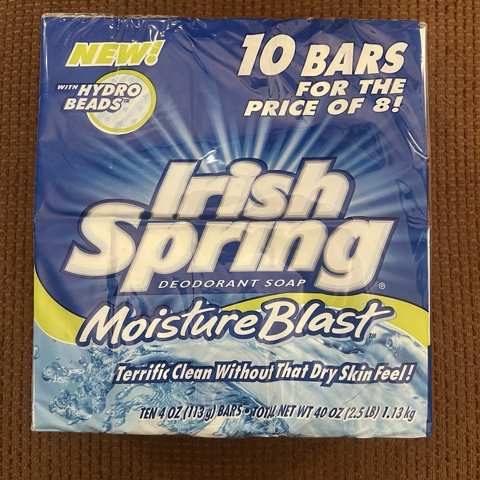 Rare Vintage Irish Spring Moisture Blast HydroBeads Deodorant 10 Bar Pk Soap NEW