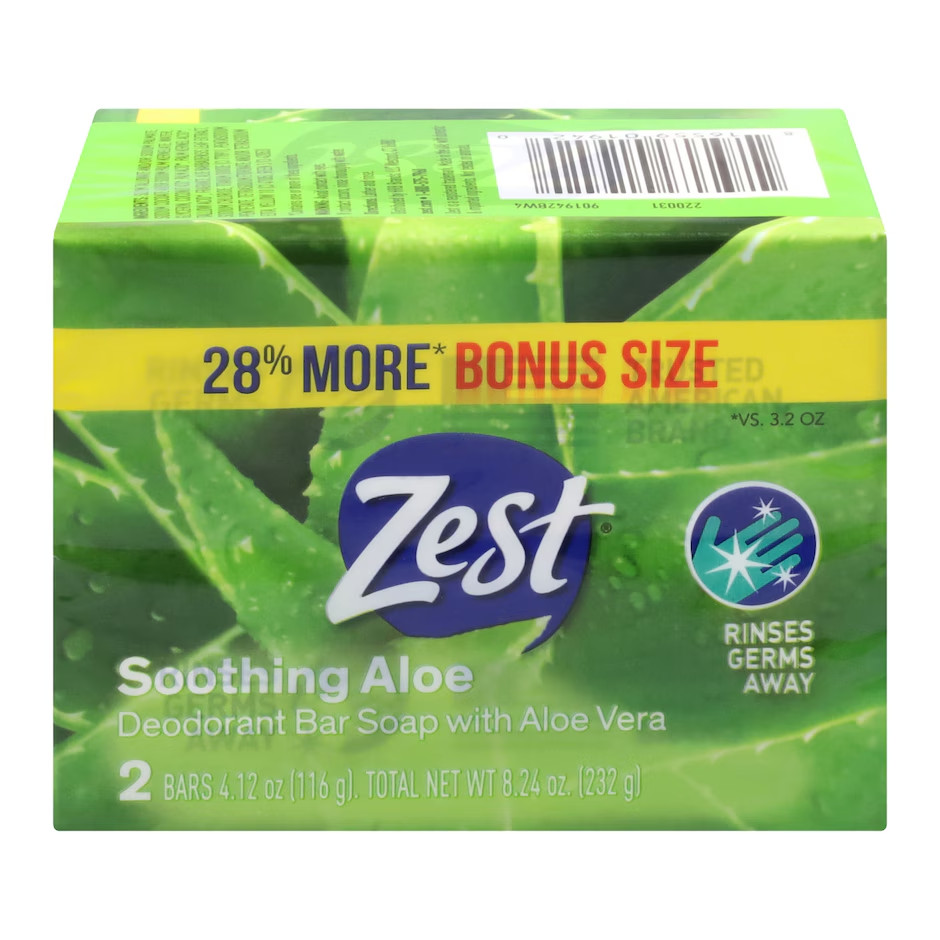Zest Soothing Aloe Vera Deodorant Bar Soap 8 Pack