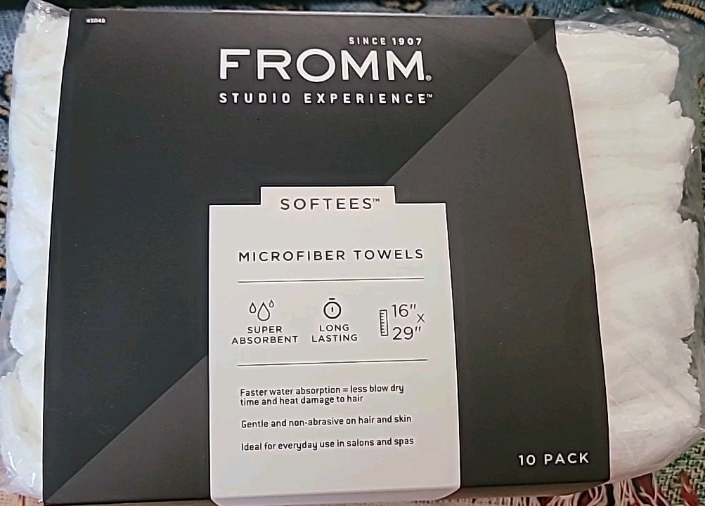 Fromm Softees Microfiber Salon Hair Towels 16″ x 29″ (White) 10 Count