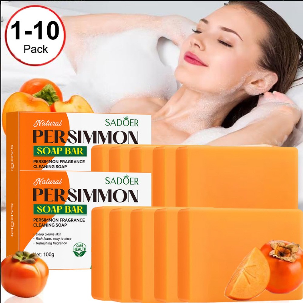 10x Persimmon Soap Bar for Old People Smell, Natural Body Odor Control Bar Soap
