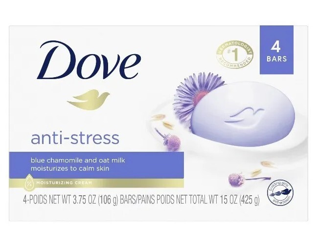 NEW! DOVE (4-BARS) 3.75 Oz (106g) ●ANTI-STRESS● Moisturizing Beauty Cream Bar🫧.