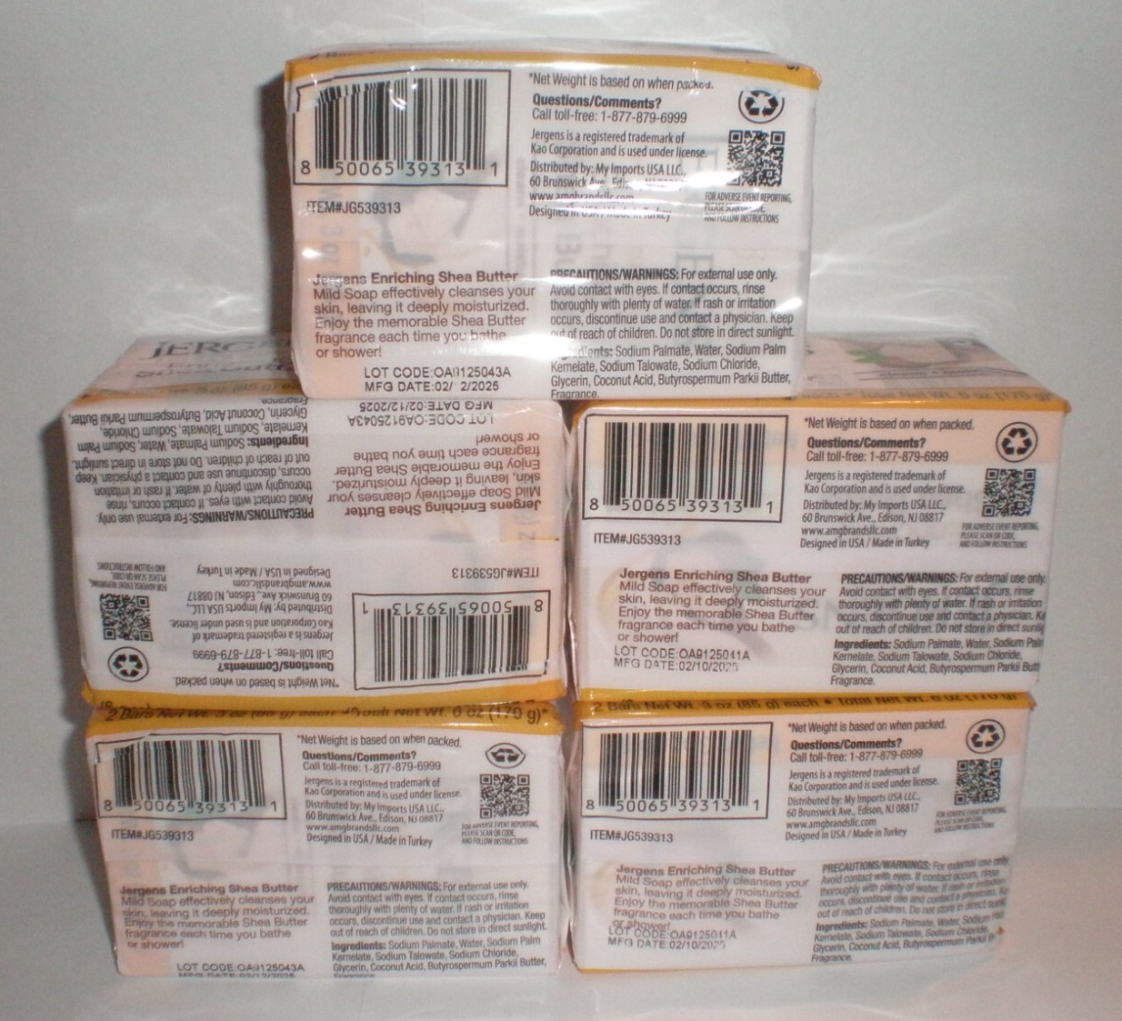 JERGENS MILD SOAP ENRICHING SHEA BUTTER 5 Two packs 10 Total Bars 3 OZ each