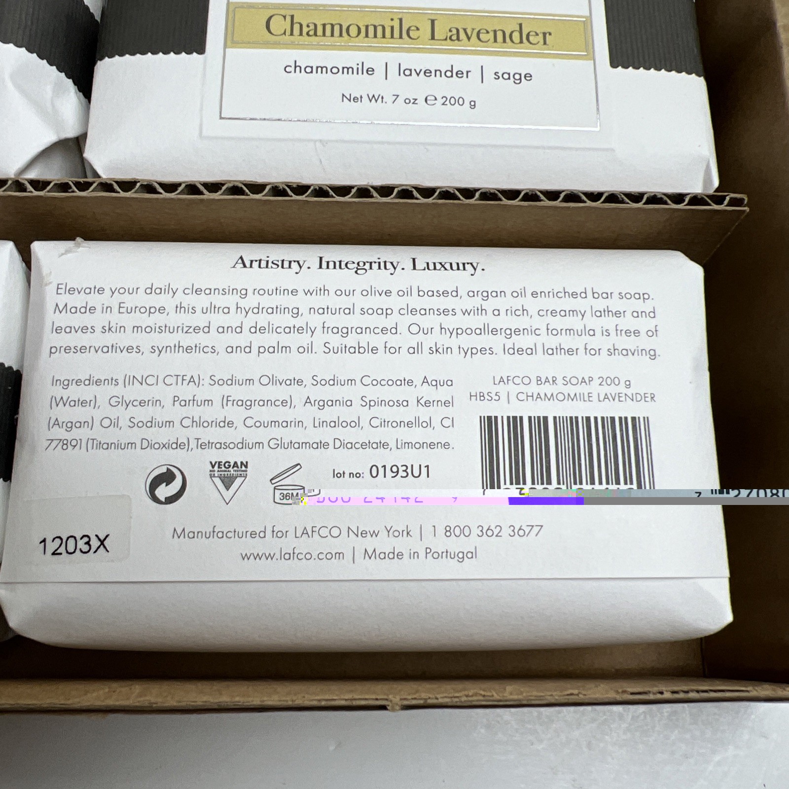 Lot Of 6 Lafco New York 7 oz Chamomile Lavender Bar Soap 200g