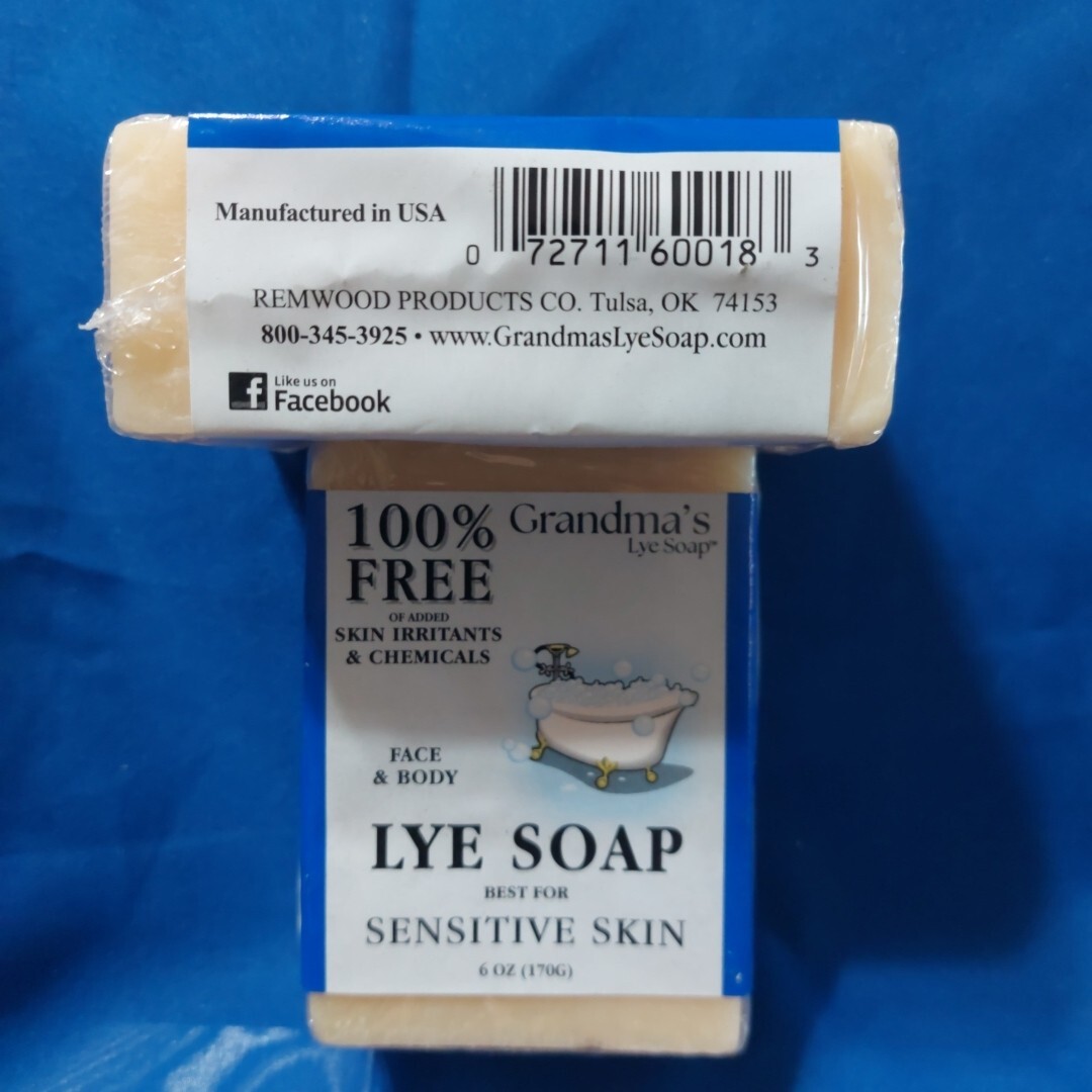 Grandma’s Pure & Natural Lye Soap 6oz No Fragrance Bar Soap (QTY 2 pack)