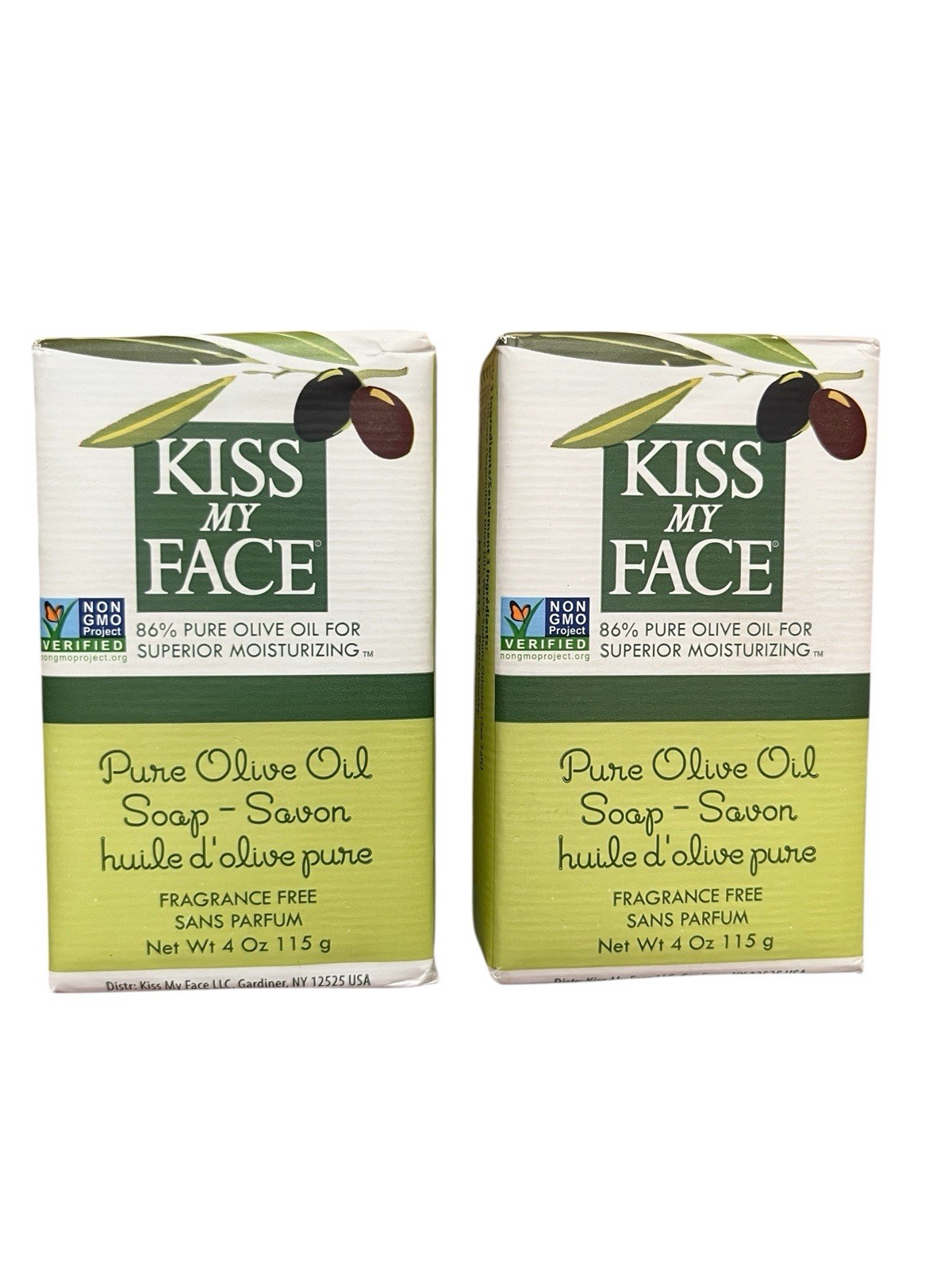 Kiss My Face Original Pure Olive Oil Bar Soap Size 2- 4 Oz Bars Fragrance Free