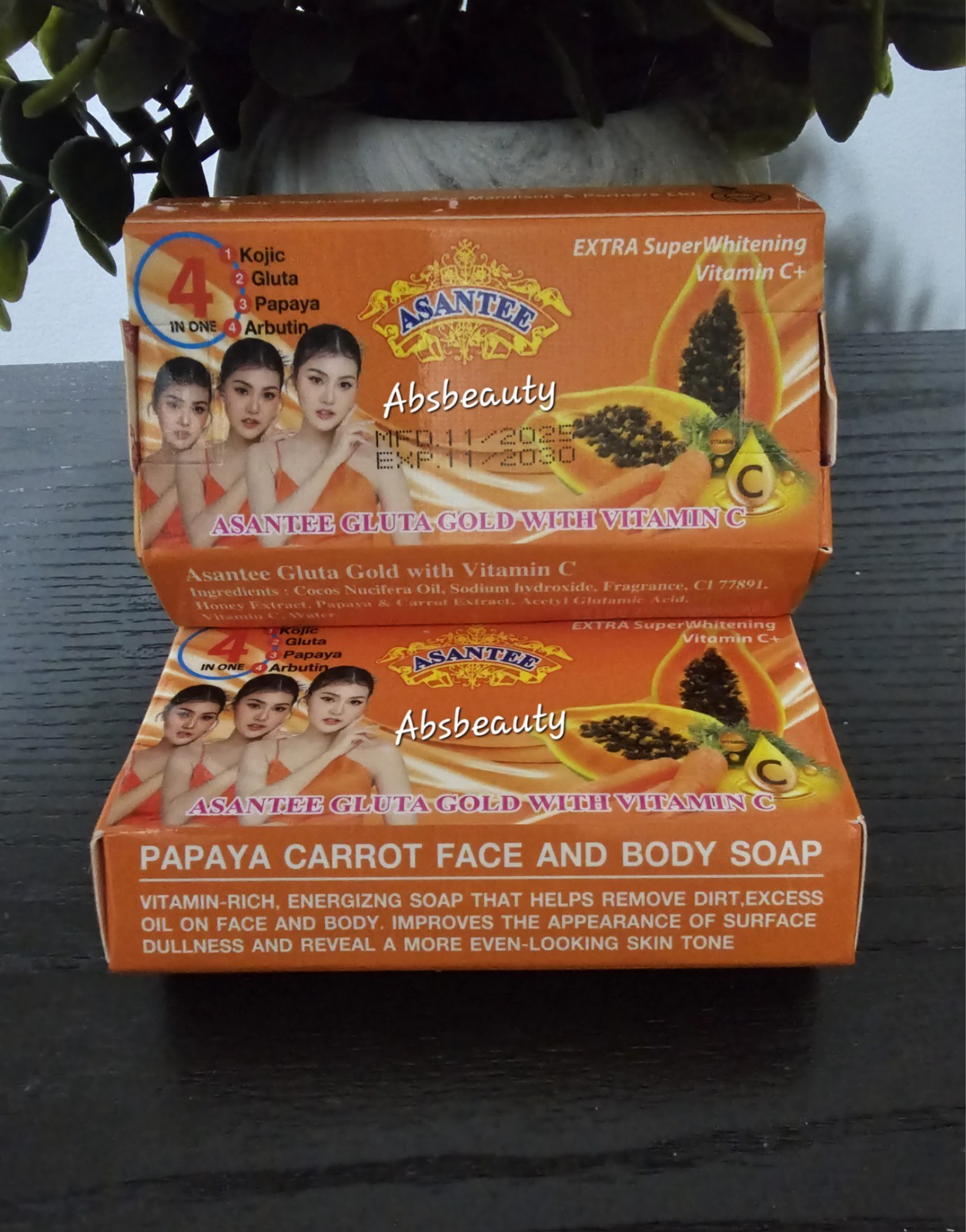 Asantee 4in1 Gluta Gold Vitamin C Face&Body Soap 125g✨️👍, 1pc