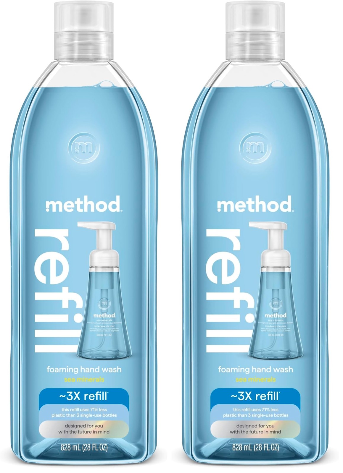 Method Foaming Hand Soap Refill, Sea Minerals, 28 Fl Oz (Pack of 2), Blue