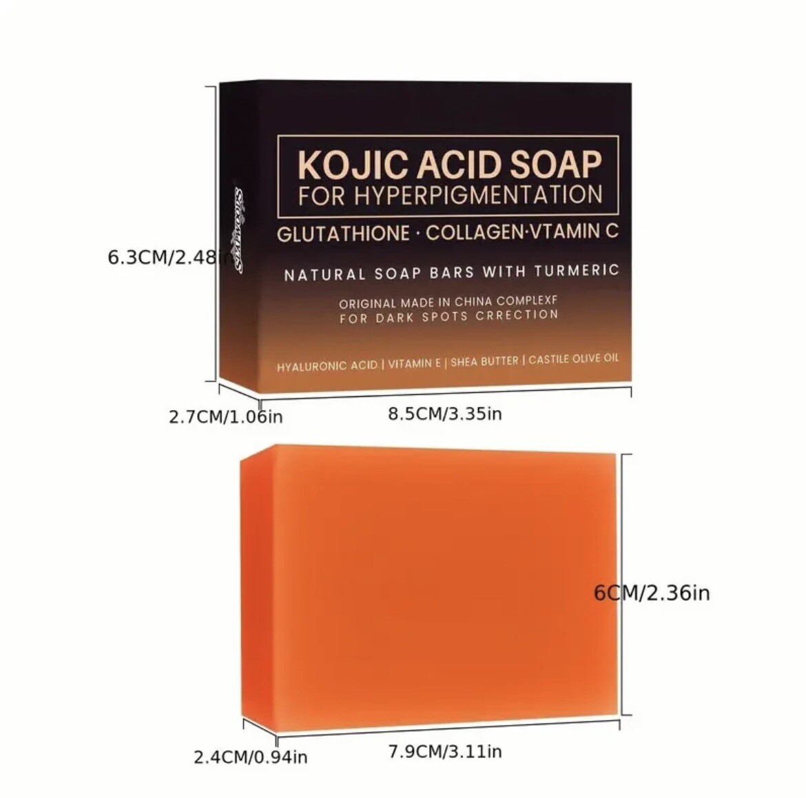 (2 Pack) Dark Spot Remover Soap Bars with Vitamin C, Retinol, Collagen Kojic