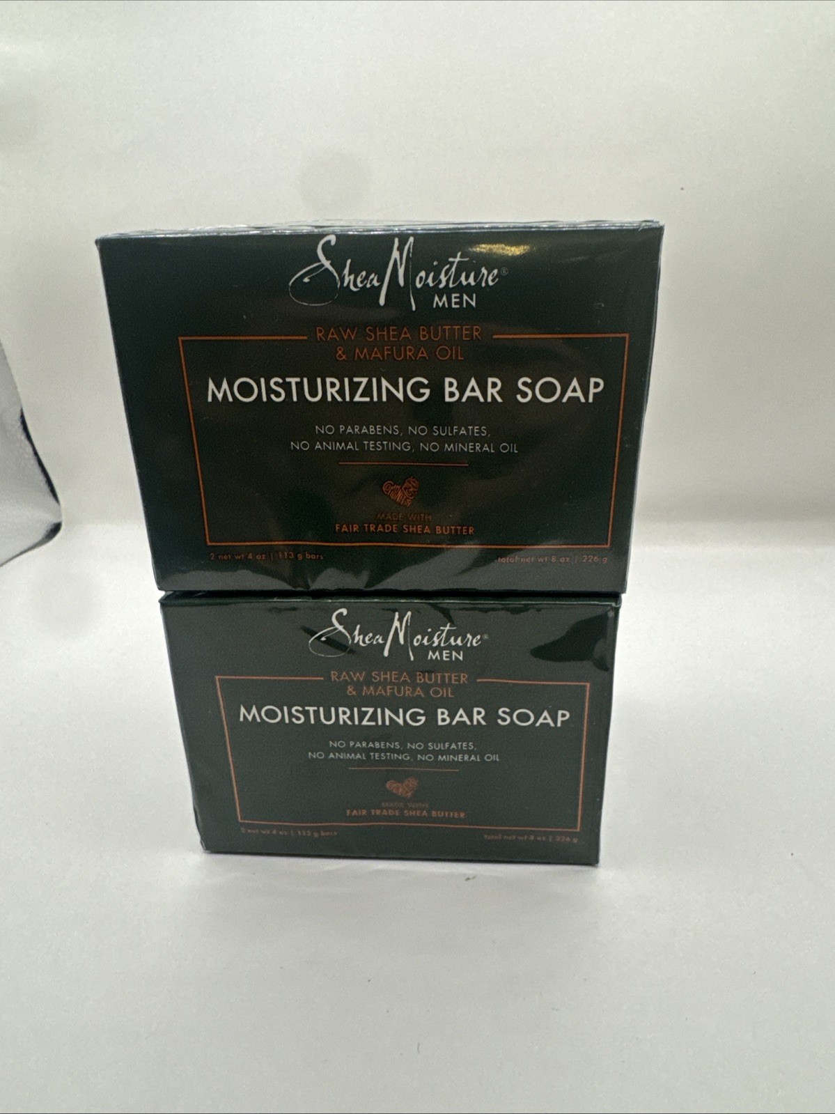 Lot (2) Shea Moisture Men Shea Butter & Mafura Oil Moisturizing 2 Bar Soap Each