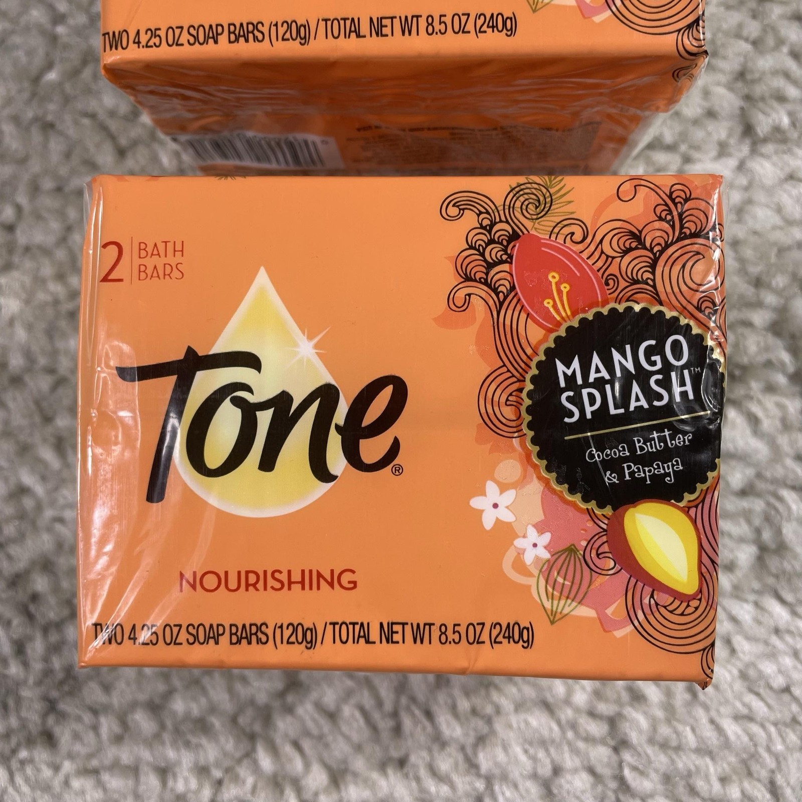 Tone Mango Splash Soap Bars 4.25oz 2-Bar Pack Lot of 2 Body New Cocoa Butter