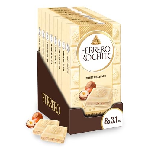 Premium Chocolate Bars, 8 Pack, White Chocolate Hazelnut, 3.1 oz Each