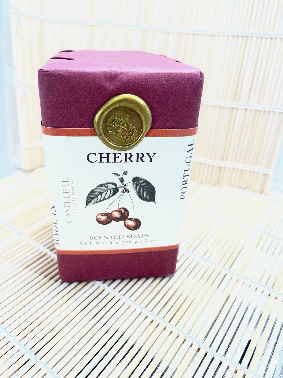 NEW 2 PK Castelbel Cherry Bar Soap LUXURY INTENSE Cherry Vanilla Scent. LTD ED.