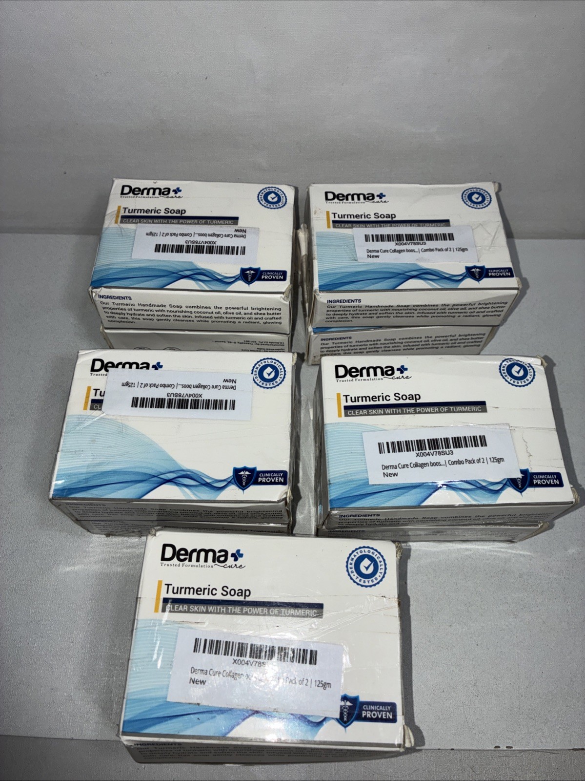 10 New Derma+ Turmeric Soap, 125 G Each, Damaged Boxes