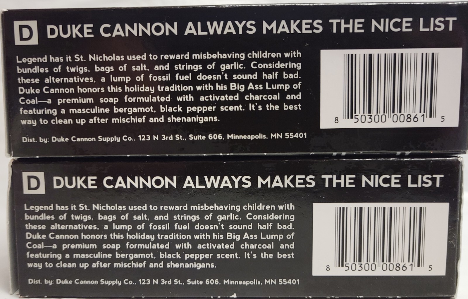 2 Duke Cannon Big Lump Of Coal Bar Soap for Men 10oz Activated Charcoal Stocking