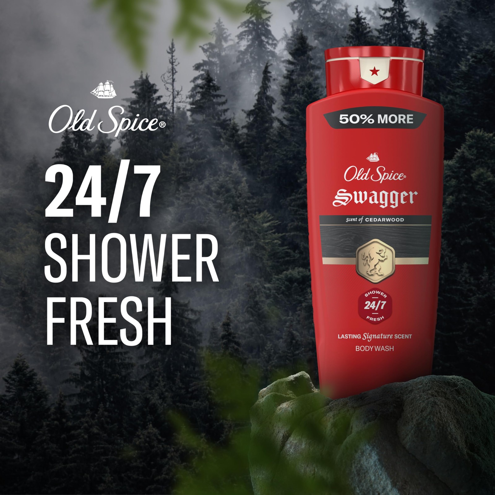 Old Spice Refreshing Body Wash for Men, 3X Defense, 24 Fl Oz (Pack of 4), Red