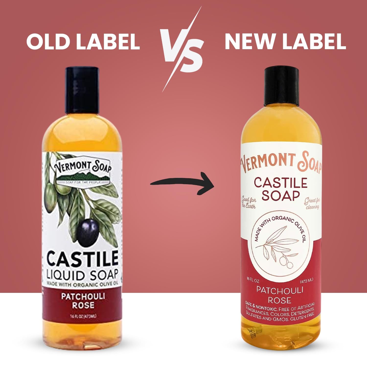 Vermont Castile Soap Patchouli Rose, Gentle Liquid Soap for Sensitive Skin & …