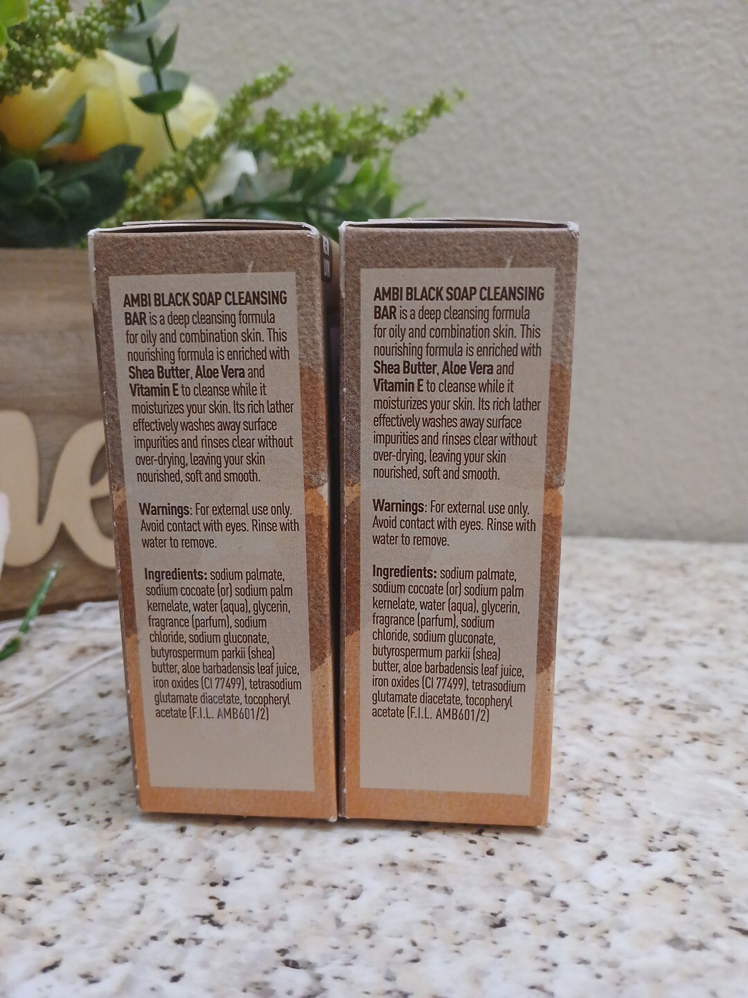 Pack of 2) .AMBI Skin Care Soap Black soap With Shea Batter 3.5 oz FREE SHIPPING