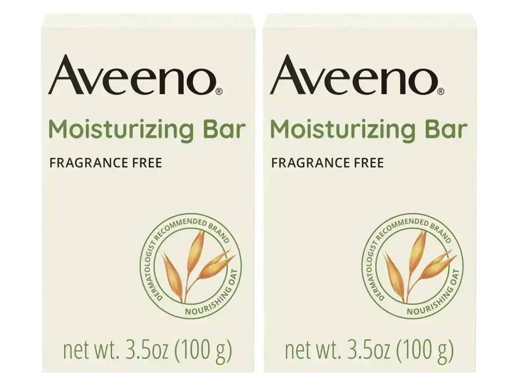 AVEENO Moisturizing Bar Soap Fragrance Free Face Cleansing Bar Soap 3.5 oz. 2 Pk