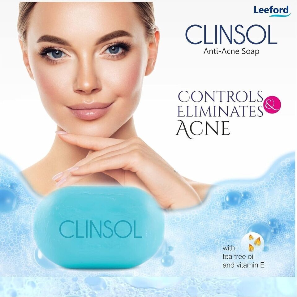 CLINSOL SOAP PACK OF 3 (75G EACH) BEST FOR ACNE & OILY SKIN ENRICHED TEA TREE