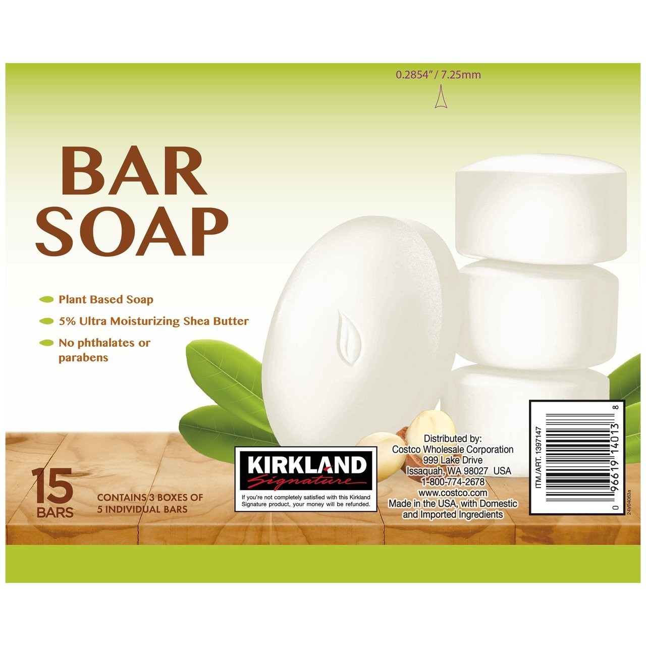 Kirkland Signature Bar Soap with Shea Butter, 4.5 Ounce (15 Count)