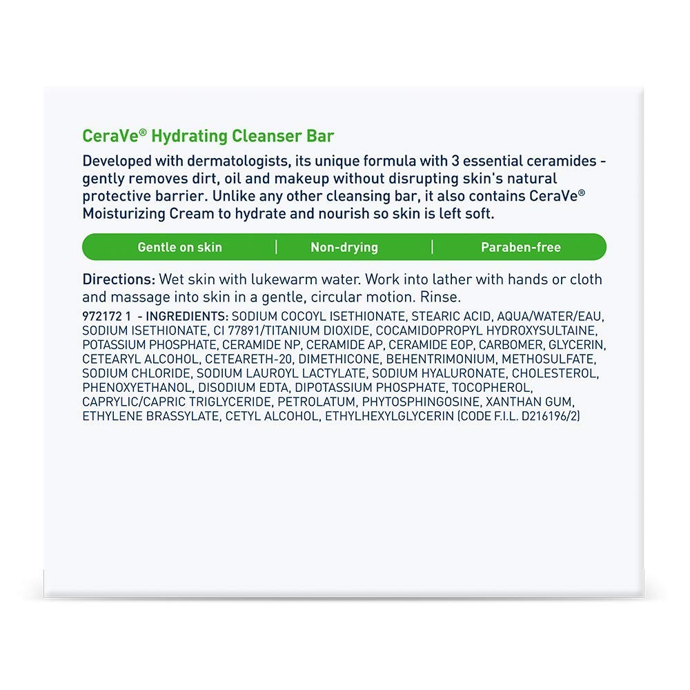 CeraVe Hydrating Cleanser Bar | Soap-Free Body and Facial Cleanser with 5%