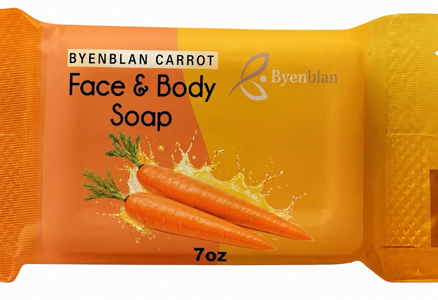 Byenblan Handmade 3x Carrot Face & Body Soap Bar 7oz, Men/Women, All Skin Types