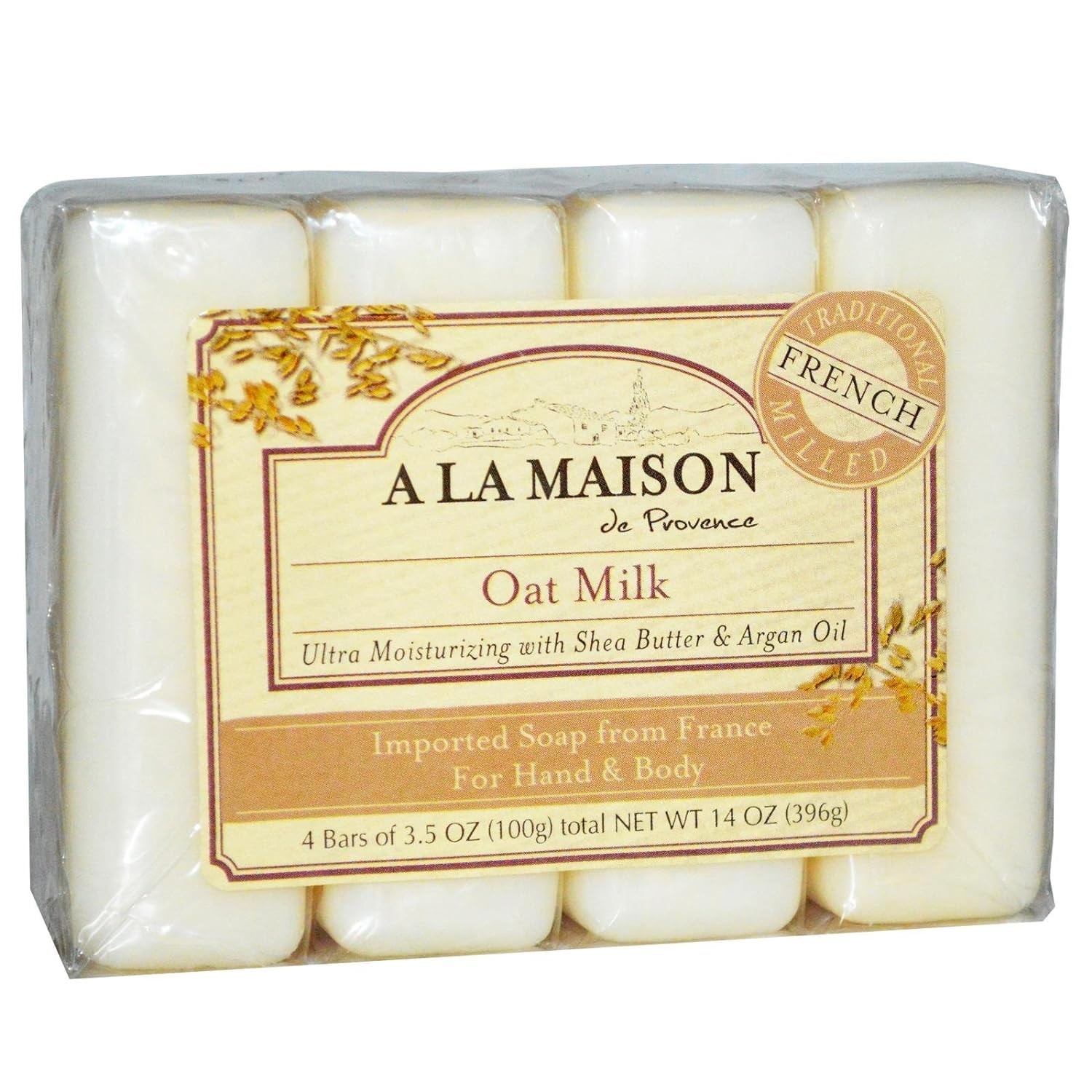 A LA MAISON Oat Milk Bar 3.5 Ounce (Pack of 4), Unscented Natural Goat