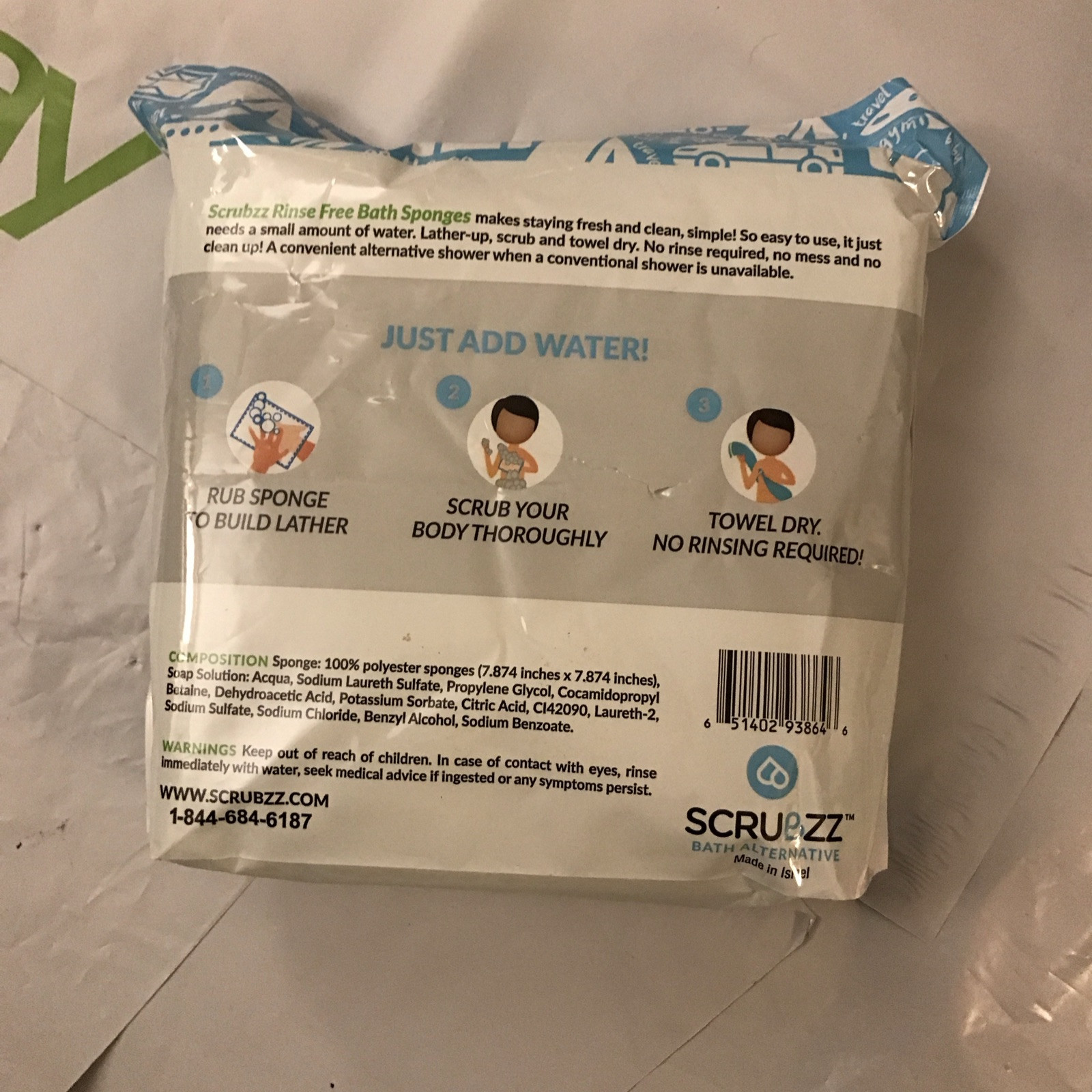 Scrubzz Disposable No Rinse Bathing Wipes – 25 Pack – All-In-1 Single Use Shower
