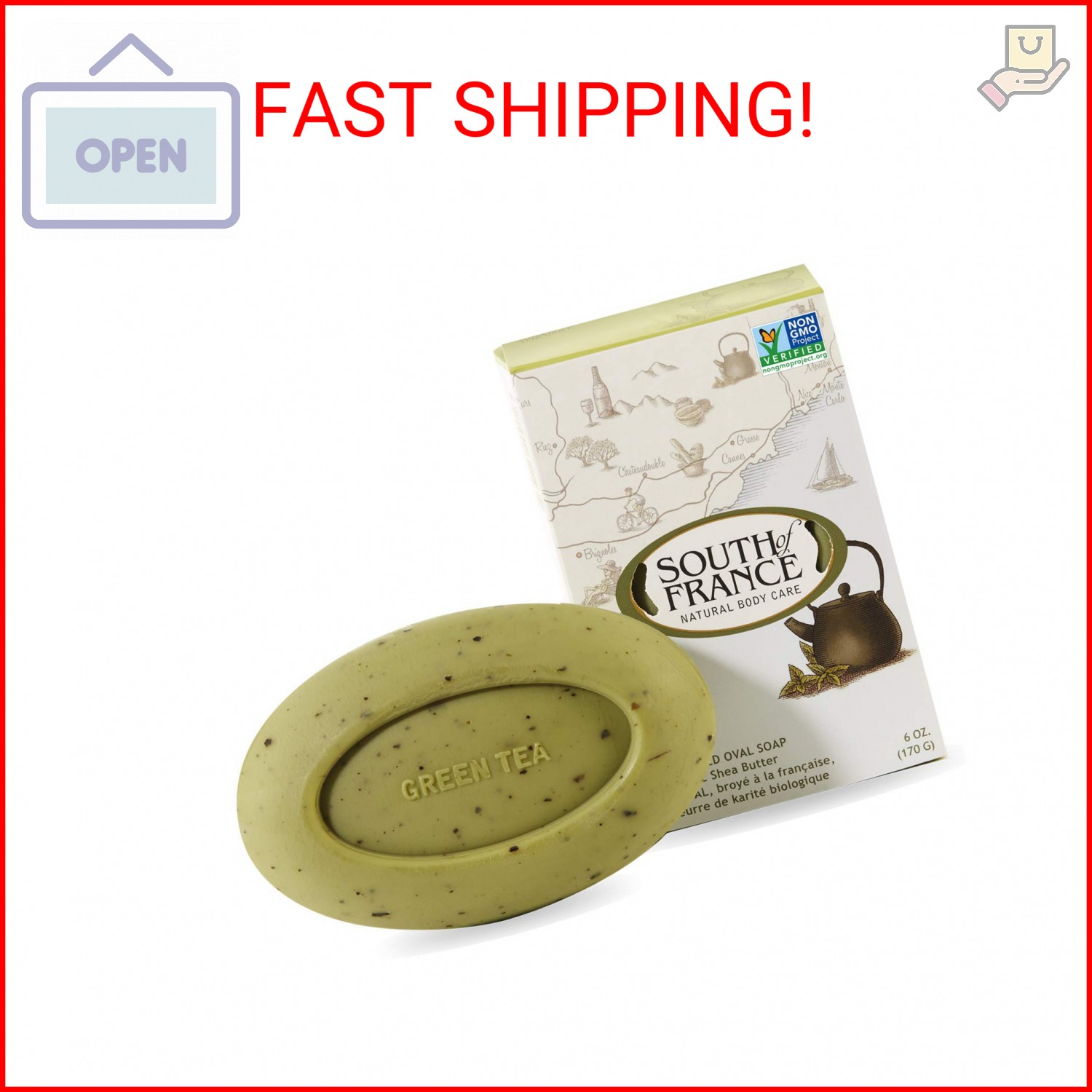South Of France, Soap Bar Green Tea, 6 Ounce