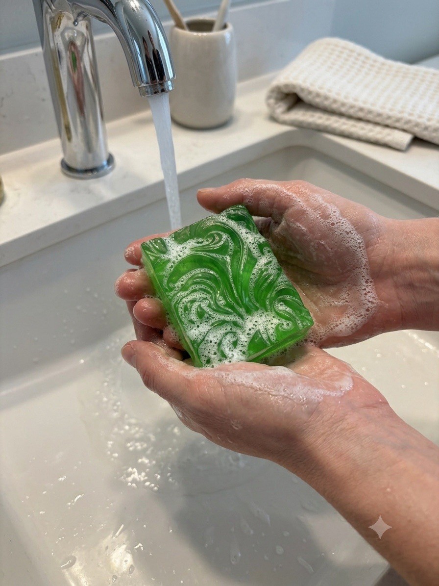 ALOE EUCALYPTUS ARTISAN SOAP BAR + ROSEMARY + FREE WASHCLOTH OF SELLERS CHOICE