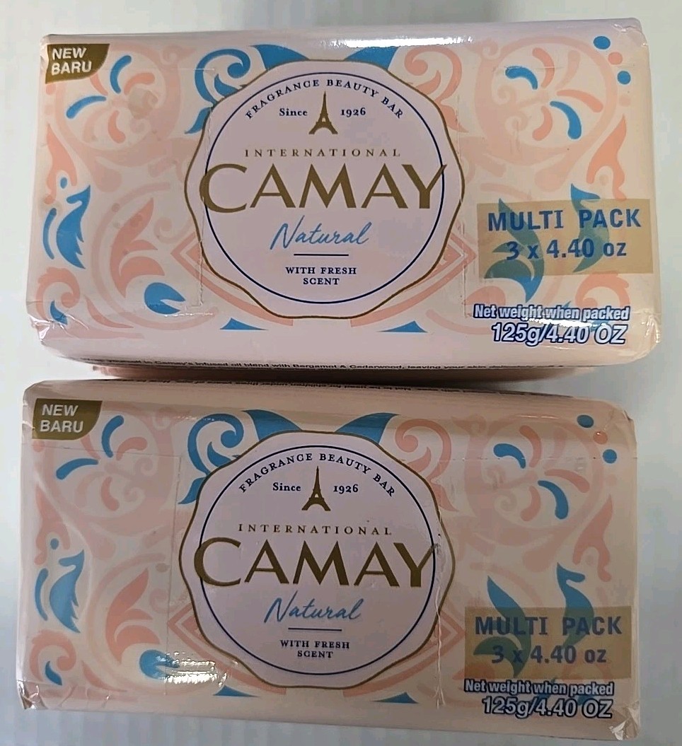 Camay International Natural Fresh Scent Soap, Lot Of 2 – 3 Bars Each 4.40oz