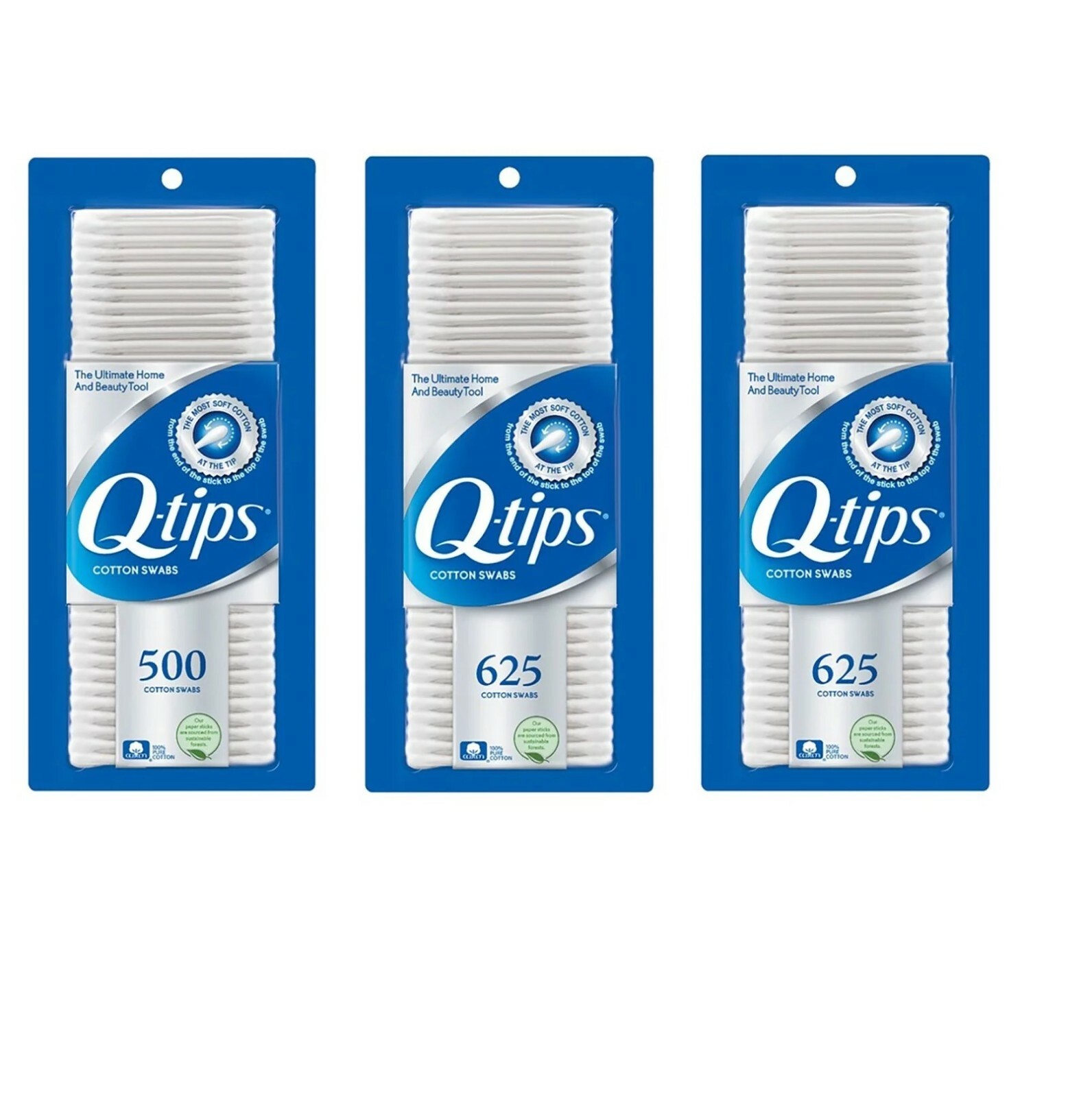 New Q-tips Cotton Swabs, (625 ct., 2 pk. + 500 ct., 1 pk.)Best Price