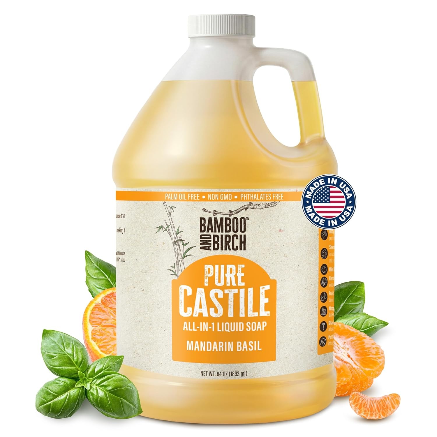 Pure Castile Soap Liquid Organic, Certified Palm 64 Fl Oz (Pack of 1) Unscented