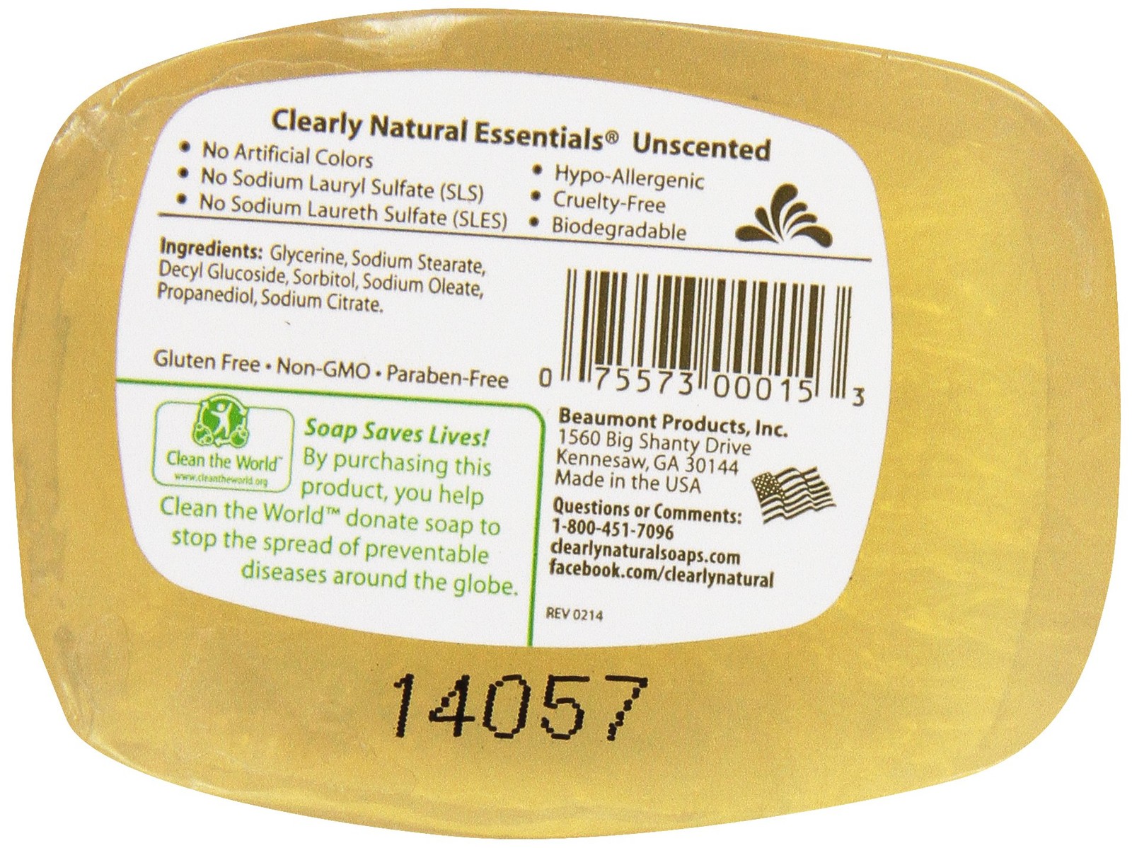 Clearly Natural, Glycerine Soap, Unscented, 4 oz 4 Ounce (Pack of 1)