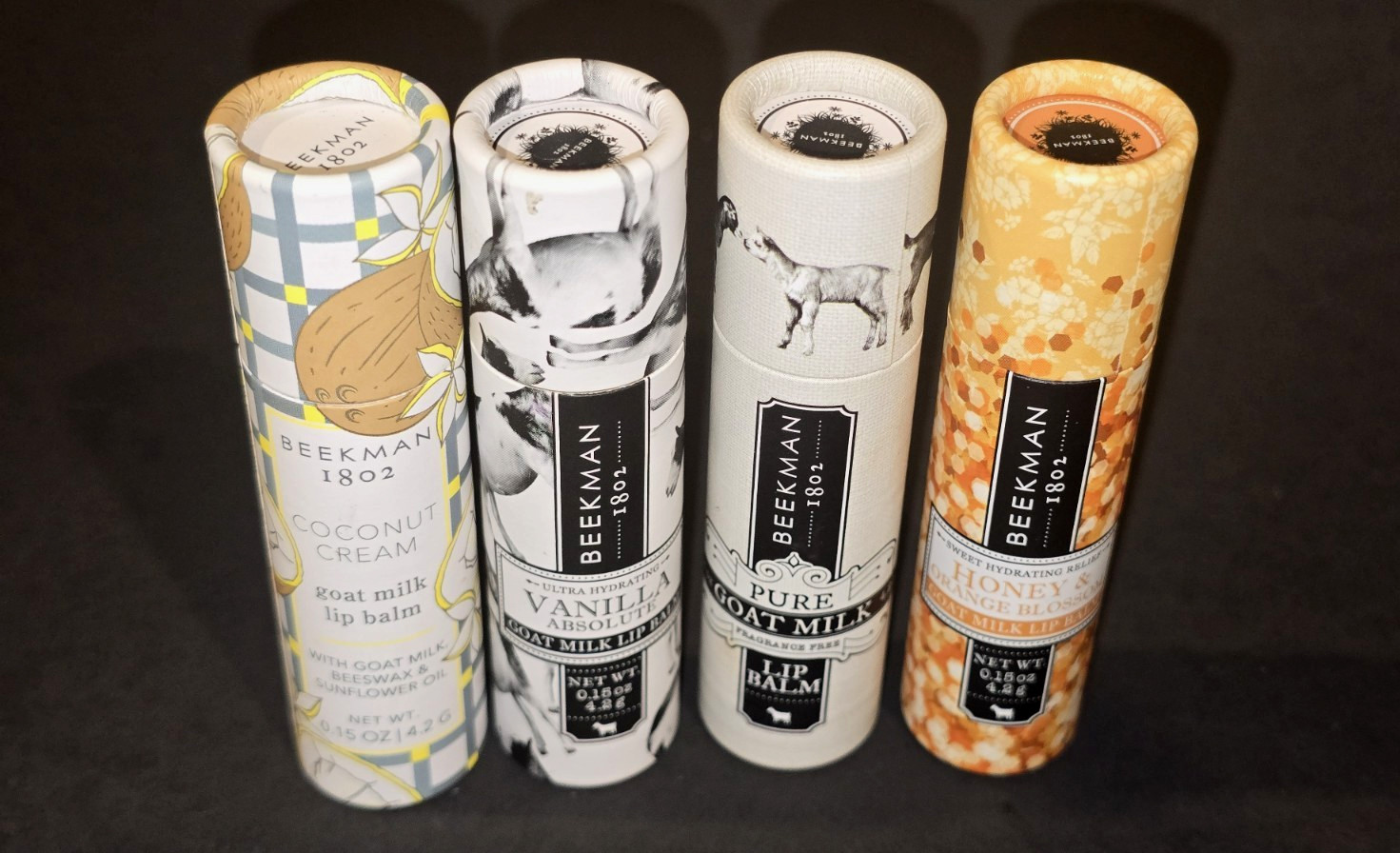 LOT of 4 BEEKMAN 1802 LIP BALM ASSORTED 4.2 g / 0.15 fl oz