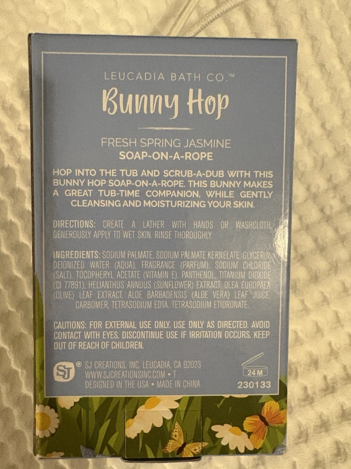 Leucadia Bath Co. Easter Bunny Soap-On-A-Rope Fresh Spring Jasmine EASTER GIFT