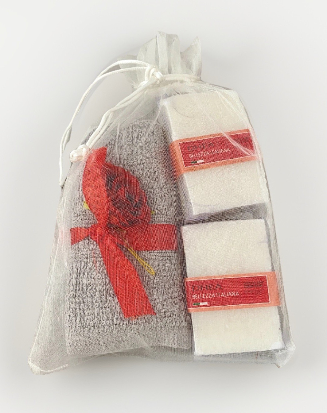 NWT Belleza Italiana DHEA Lemon Scented Soap Cotton Towel Rose Set Italy