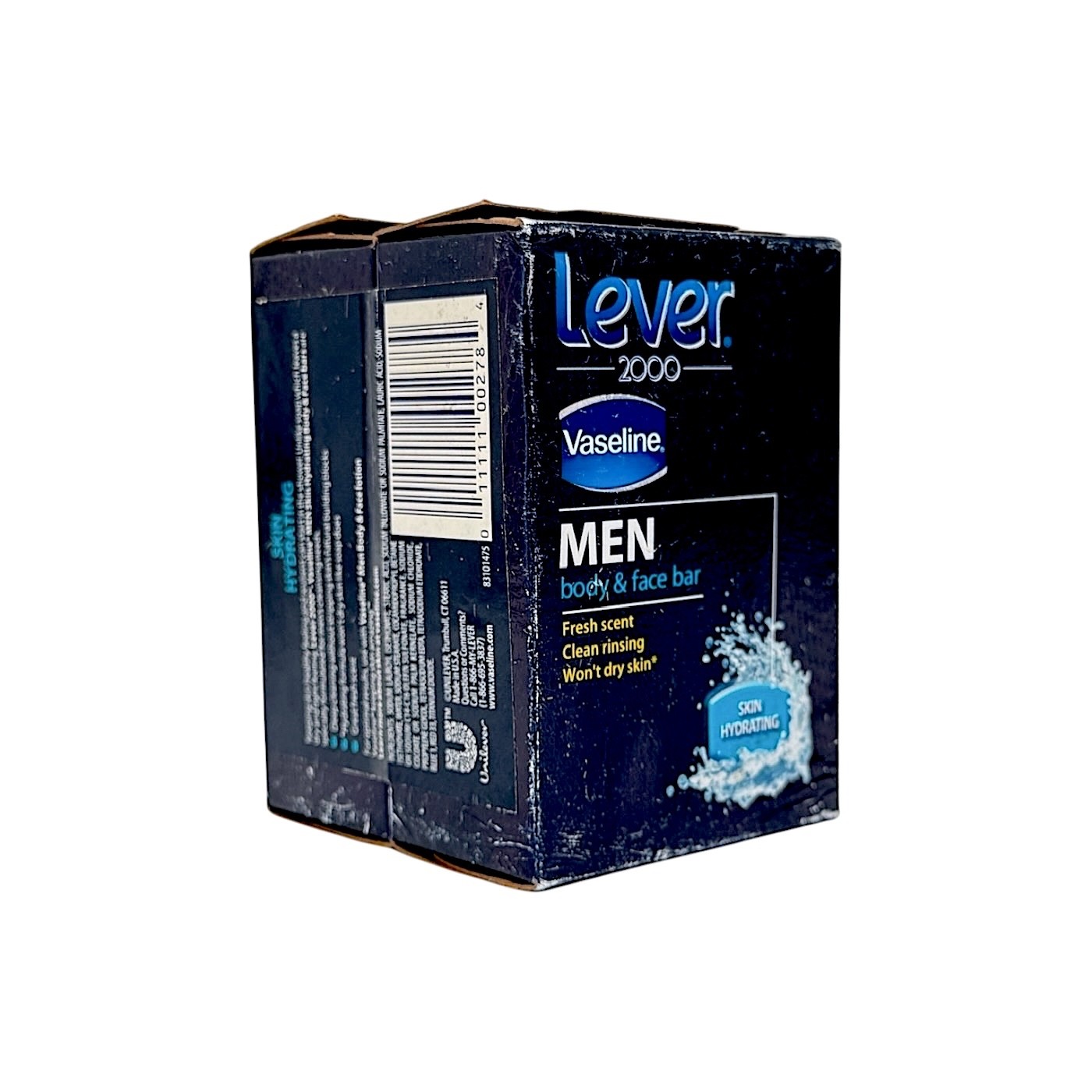 2 Lever 2000 Men Body & Face Bars Fresh Scent Soap Vaseline Made in USA 4.25 oz